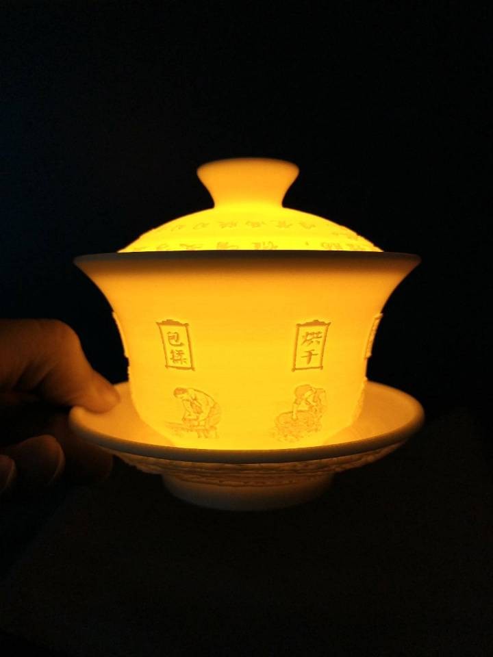 茶文化浮雕杯灯