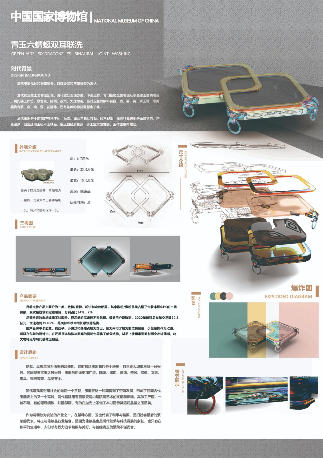 中国国家博物馆-青玉六蜻蜓环耳双联洗文创设计